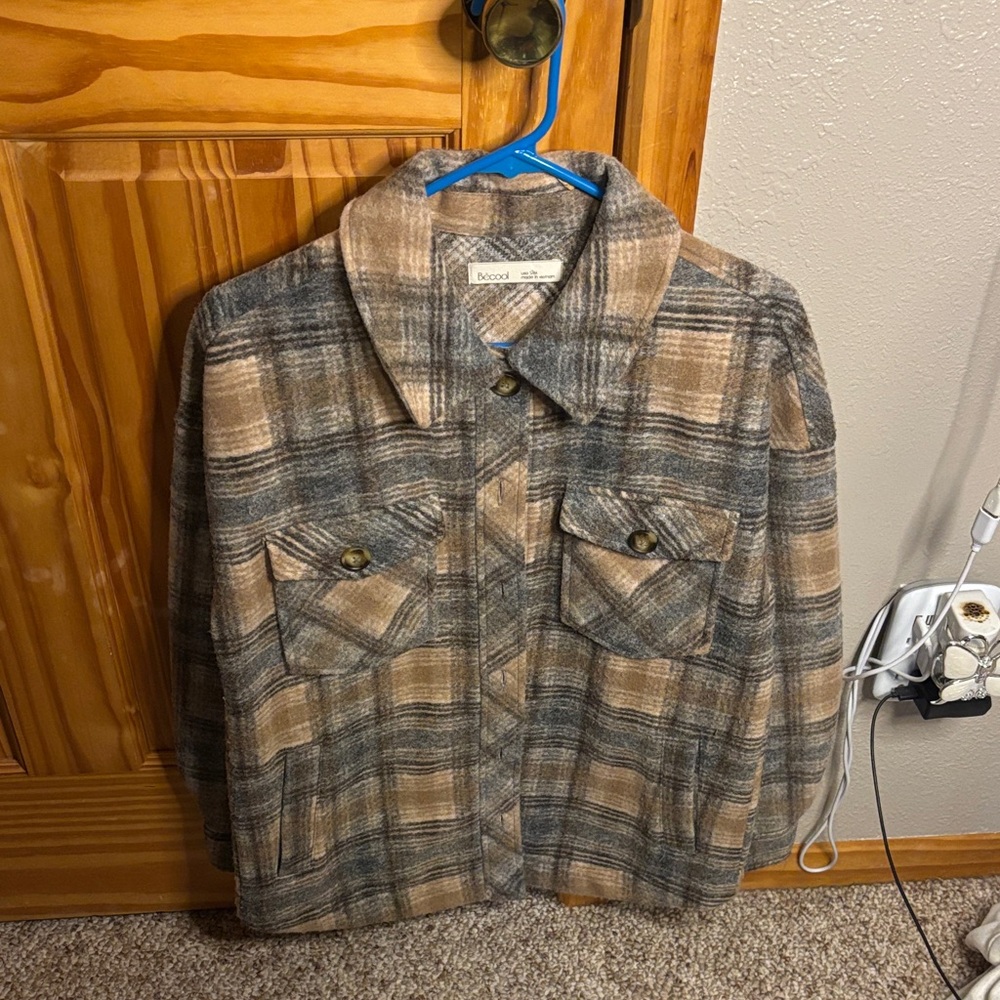 Plaid Button-Up Jacket